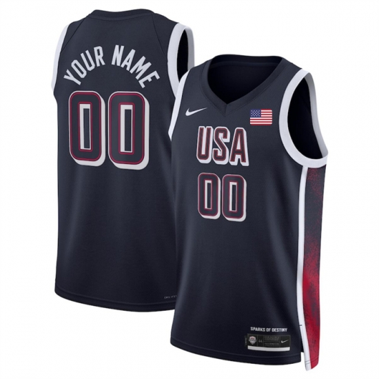Men USA Basketball ACTIVE PLAYER Custom Navy 2024 Swingman Stitched Jersey Men USA Basketball ACTIVE PLAYER Custom Navy 2024 Swingman Stitched Jersey