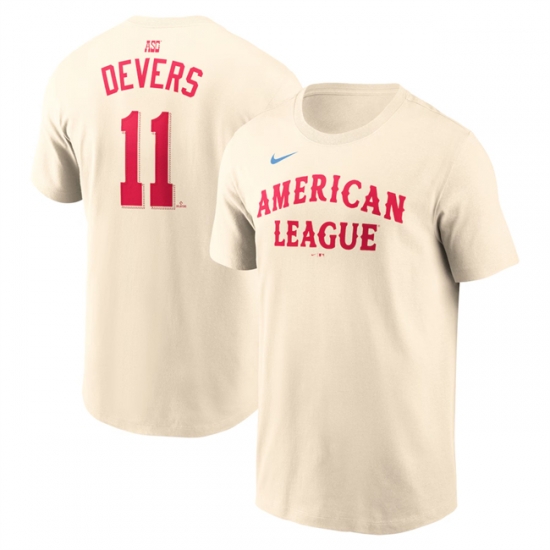 Men American League 11 Rafael Devers Cream 2024 All Star Name  26 Number T Shirt