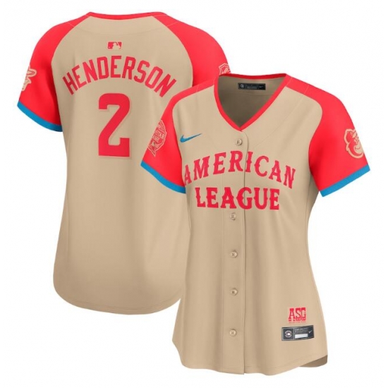 Women American League 2 Gunnar Henderson Cream 2024 All Star Limited Stitched Baseball Jersey Women American League 2 Gunnar Henderson Cream 2024 All Star Limited Stitched Baseball Jersey