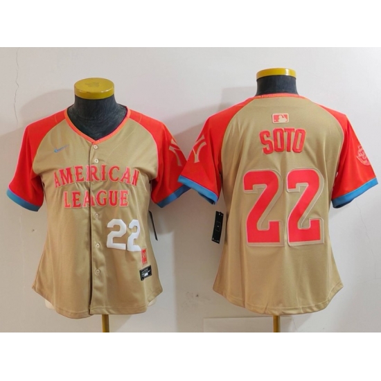 Women American League 22 Juan Soto Cream 2024 All Star Limited Stitched Baseball Jersey 1 Women American League 22 Juan Soto Cream 2024 All Star Limited Stitched Baseball Jersey 1