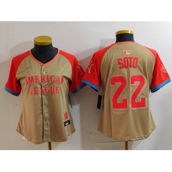 Women American League 22 Juan Soto Cream 2024 All Star Limited Stitched Baseball Jersey 5 Women American League 22 Juan Soto Cream 2024 All Star Limited Stitched Baseball Jersey 5