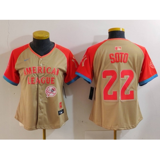 Women American League 22 Juan Soto Cream 2024 All Star Limited Stitched Baseball Jersey 6 Women American League 22 Juan Soto Cream 2024 All Star Limited Stitched Baseball Jersey 6