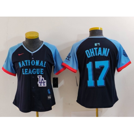 Women National League 17 Shohei Ohtani Navy 2024 All Star Limited Stitched Baseball Jersey 2 Women National League 17 Shohei Ohtani Navy 2024 All Star Limited Stitched Baseball Jersey 2
