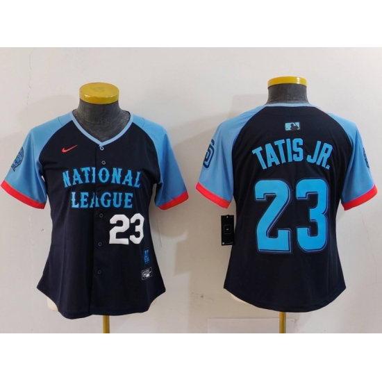 Women National League 23 Fernando Tatis Jr Navy 2024 All Star Limited Stitched Baseball Jersey 2 Women National League 23 Fernando Tatis Jr Navy 2024 All Star Limited Stitched Baseball Jersey 2