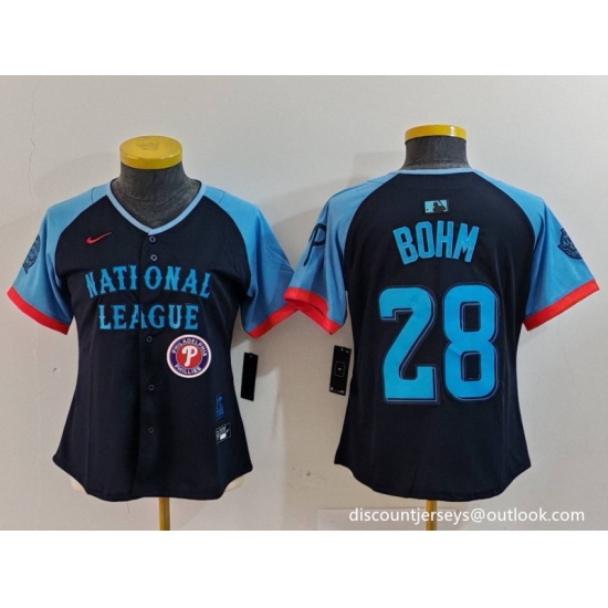 Women National League 28 Alec Bohm Navy 2024 All Star Limited Stitched Baseball Jersey 5 Women National League 28 Alec Bohm Navy 2024 All Star Limited Stitched Baseball Jersey 5