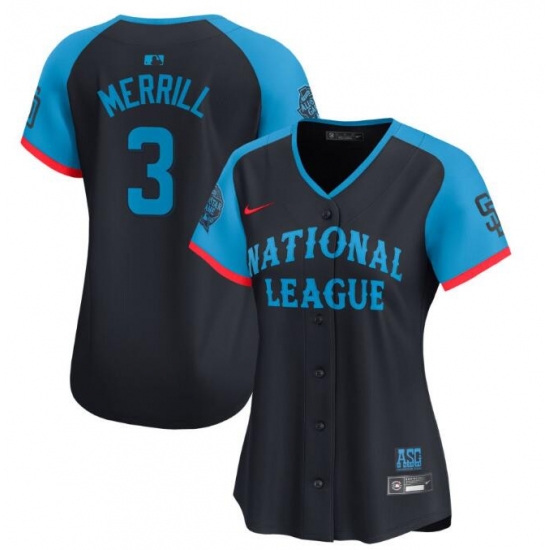 Women National League 3 Jackson Merrill Navy 2024 All Star Limited Stitched Baseball Jersey Women National League 3 Jackson Merrill Navy 2024 All Star Limited Stitched Baseball Jersey
