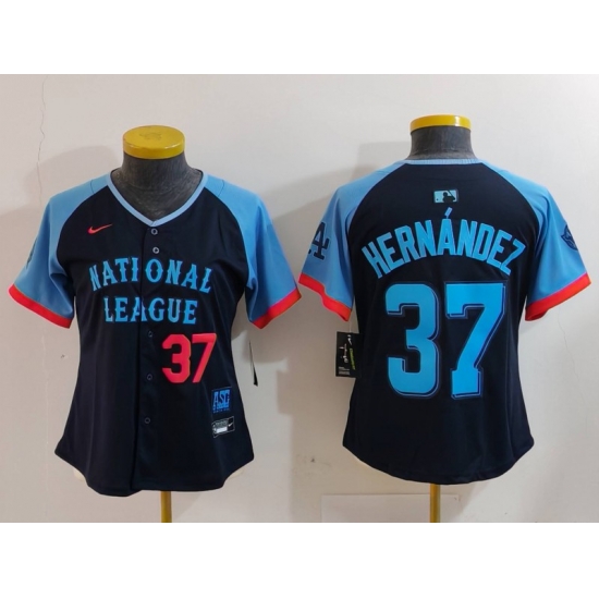 Women National League 37 Teoscar Hernandez Navy 2024 All Star Limited Stitched Baseball Jersey 3 Women National League 37 Teoscar Hernandez Navy 2024 All Star Limited Stitched Baseball Jersey 3