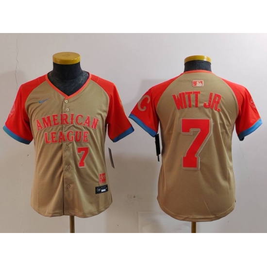 Youth American League 7 Bobby Witt Jr Cream 2024 All Star Limited Stitched Jersey 1 Youth American League 7 Bobby Witt Jr Cream 2024 All Star Limited Stitched Jersey 1