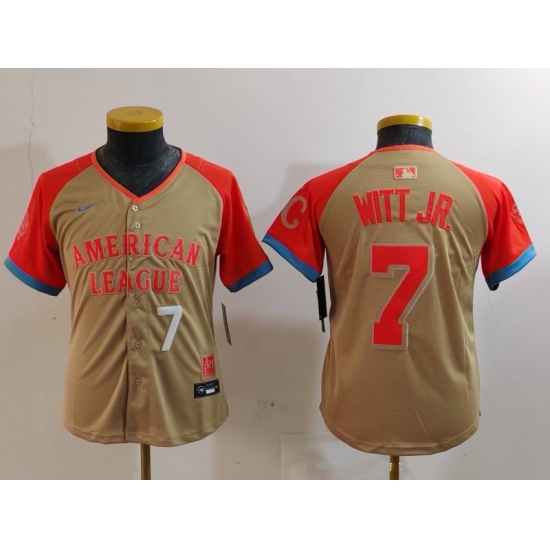 Youth American League 7 Bobby Witt Jr Cream 2024 All Star Limited Stitched Jersey 5 Youth American League 7 Bobby Witt Jr Cream 2024 All Star Limited Stitched Jersey 5