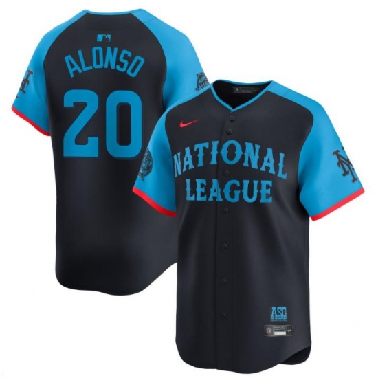 Youth National League 20 Pete Alonso Navy 2024 All Star Limited Stitched Baseball Jersey Youth National League 20 Pete Alonso Navy 2024 All Star Limited Stitched Baseball Jersey