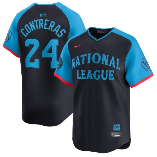Youth National League 24 William Contreras Navy 2024 All Star Limited Stitched Baseball Jersey Youth National League 24 William Contreras Navy 2024 All Star Limited Stitched Baseball Jersey