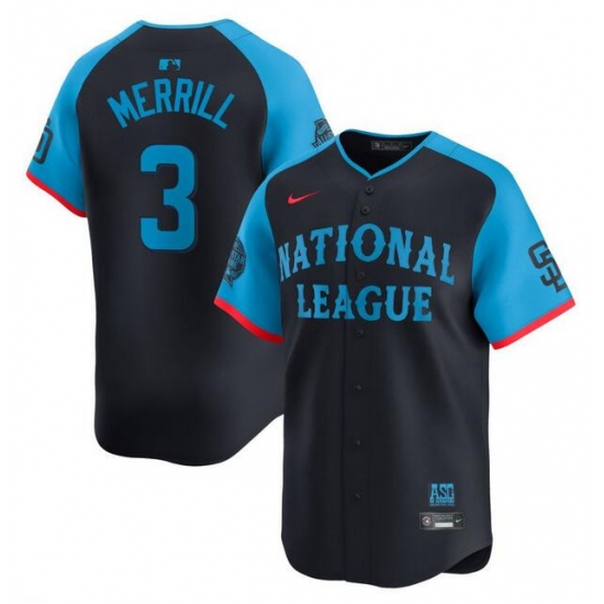Youth National League 3 Jackson Merrill Navy 2024 All Star Limited Stitched Baseball Jersey Youth National League 3 Jackson Merrill Navy 2024 All Star Limited Stitched Baseball Jersey