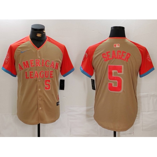 Men American League 5 Corey Seager Cream 2024 All Star Limited Stitched Baseball Jersey 2 Men American League 5 Corey Seager Cream 2024 All Star Limited Stitched Baseball Jersey 2