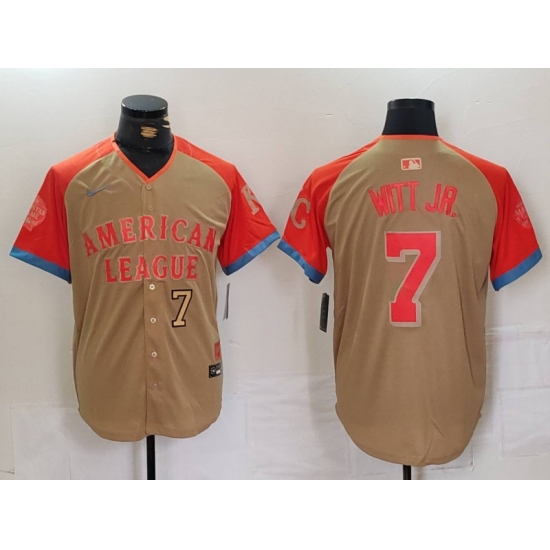Men American League 7 Bobby Witt Jr Cream 2024 All Star Limited Stitched Jersey 5 Men American League 7 Bobby Witt Jr Cream 2024 All Star Limited Stitched Jersey 5