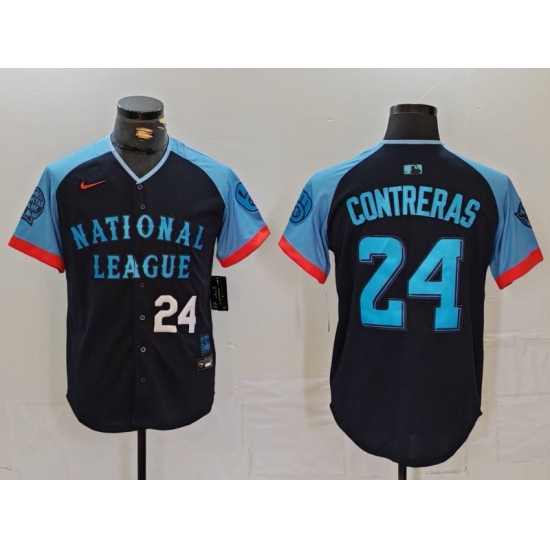 Men National League 24 William Contreras Navy 2024 All Star Limited Stitched Baseball Jersey 2 Men National League 24 William Contreras Navy 2024 All Star Limited Stitched Baseball Jersey 2