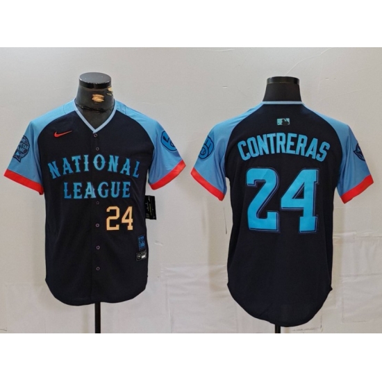 Men National League 24 William Contreras Navy 2024 All Star Limited Stitched Baseball Jersey 3 Men National League 24 William Contreras Navy 2024 All Star Limited Stitched Baseball Jersey 3