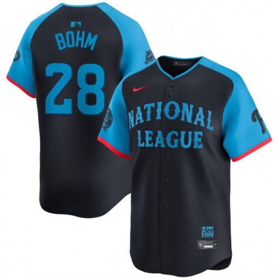 Men National League 28 Alec Bohm Navy 2024 All Star Limited Stitched Baseball Jersey Men National League 28 Alec Bohm Navy 2024 All Star Limited Stitched Baseball Jersey