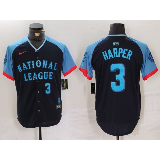 Men National League 3 Bryce Harper Navy 2024 All Star Limited Stitched Baseball Jersey 1 Men National League 3 Bryce Harper Navy 2024 All Star Limited Stitched Baseball Jersey 1