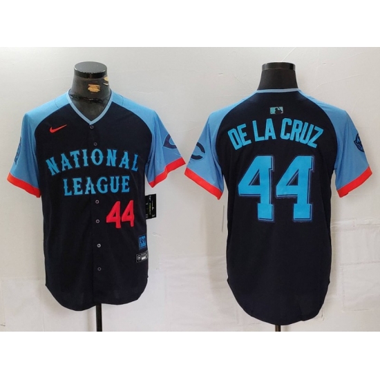 Men National League 44 Elly De La Cruz Navy 2024 All Star Limited Stitched Baseball Jersey 1 Men National League 44 Elly De La Cruz Navy 2024 All Star Limited Stitched Baseball Jersey 1