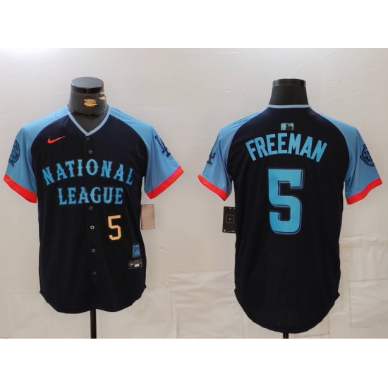 Men National League 5 Freddie Freeman Navy 2024 All Star Limited Stitched Baseball Jersey 1 Men National League 5 Freddie Freeman Navy 2024 All Star Limited Stitched Baseball Jersey 1