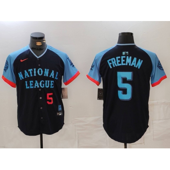 Men National League 5 Freddie Freeman Navy 2024 All Star Limited Stitched Baseball Jersey 5 Men National League 5 Freddie Freeman Navy 2024 All Star Limited Stitched Baseball Jersey 5