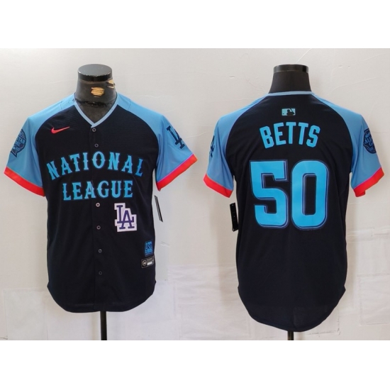 Men National League 50 Mookie Betts Navy 2024 All Star Limited Stitched Baseball Jersey 3 Men National League 50 Mookie Betts Navy 2024 All Star Limited Stitched Baseball Jersey 3