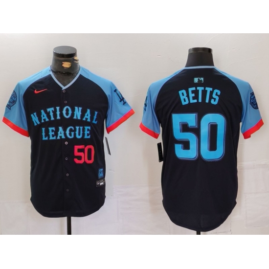Men National League 50 Mookie Betts Navy 2024 All Star Limited Stitched Baseball Jersey Men National League 50 Mookie Betts Navy 2024 All Star Limited Stitched Baseball Jersey