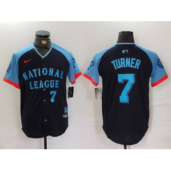 Men National League 7 Trea Turner Navy 2024 All Star Limited Stitched Baseball Jersey 2 Men National League 7 Trea Turner Navy 2024 All Star Limited Stitched Baseball Jersey 2