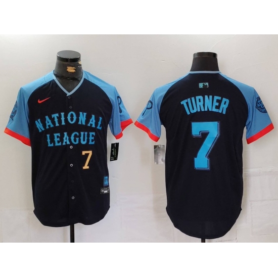 Men National League 7 Trea Turner Navy 2024 All Star Limited Stitched Baseball Jersey 3 Men National League 7 Trea Turner Navy 2024 All Star Limited Stitched Baseball Jersey 3