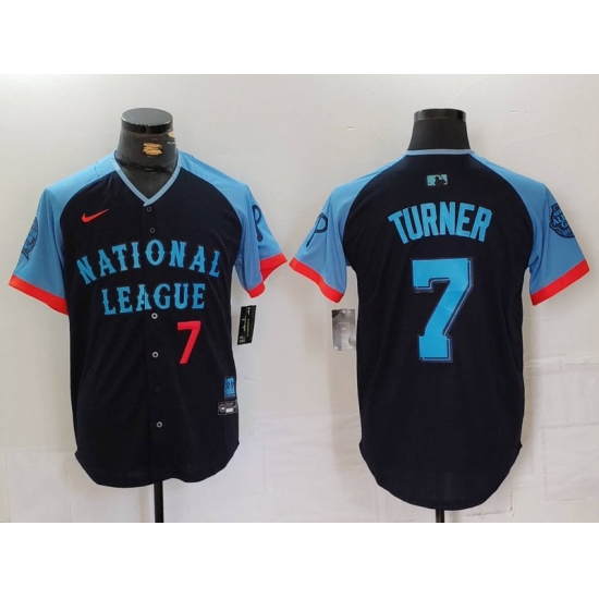 Men National League 7 Trea Turner Navy 2024 All Star Limited Stitched Baseball Jersey 8 Men National League 7 Trea Turner Navy 2024 All Star Limited Stitched Baseball Jersey 8