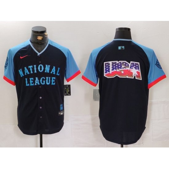 Men National League Navy 2024 All Star Big Logo Limited Stitched Baseball Jersey 1 Men National League Navy 2024 All Star Big Logo Limited Stitched Baseball Jersey 1