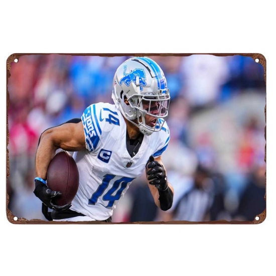 Detroit Lions Aluminum Sign 12x8 Inch Amon Ra St. Brown 004 Detroit Lions Aluminum Sign 12x8 Inch Amon Ra St. Brown 004