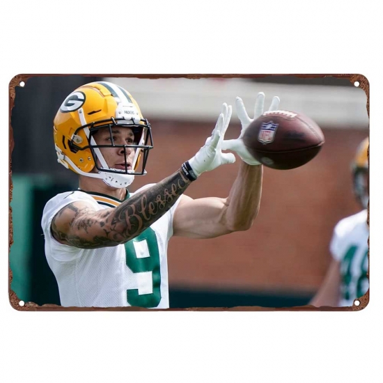 Green Bay Packers Aluminum Sign 12x8 Inch Christian Watson 001 Green Bay Packers Aluminum Sign 12x8 Inch Christian Watson 001