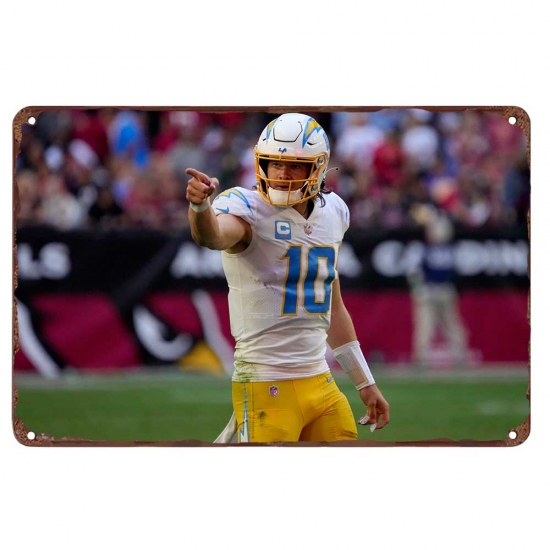 Los Angeles Chargers Aluminum Sign 12x8 Inch Justin Herbert 003 Los Angeles Chargers Aluminum Sign 12x8 Inch Justin Herbert 003