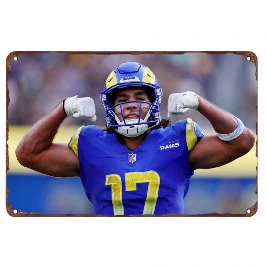 Los Angeles Rams Aluminum Sign 12x8 Inch Puka Nacua 002 Los Angeles Rams Aluminum Sign 12x8 Inch Puka Nacua 002