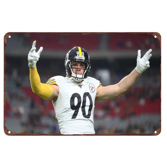 Pittsburgh Steelers Aluminum Sign 12x8 Inch T.J. Watt 006 Pittsburgh Steelers Aluminum Sign 12x8 Inch T.J. Watt 006