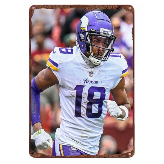 Minnesota Vikings Aluminum Sign 12x8 Inch Justin Jefferson 001 Minnesota Vikings Aluminum Sign 12x8 Inch Justin Jefferson 001