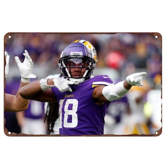 Minnesota Vikings Aluminum Sign 12x8 Inch Justin Jefferson 002 Minnesota Vikings Aluminum Sign 12x8 Inch Justin Jefferson 002