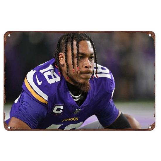 Minnesota Vikings Aluminum Sign 12x8 Inch Justin Jefferson 003 Minnesota Vikings Aluminum Sign 12x8 Inch Justin Jefferson 003