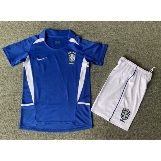 Youth Retro Soccer Jerseys Brazil Blue 2002 Youth Retro Soccer Jerseys Brazil Blue 2002