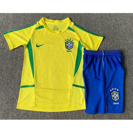 Youth Retro Soccer Jerseys Brazil Yellow 2002 Youth Retro Soccer Jerseys Brazil Yellow 2002