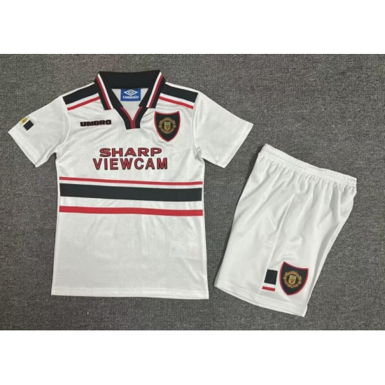 Youth Retro Soccer Jerseys Manchester United F.C. White Youth Retro Soccer Jerseys Manchester United F.C. White