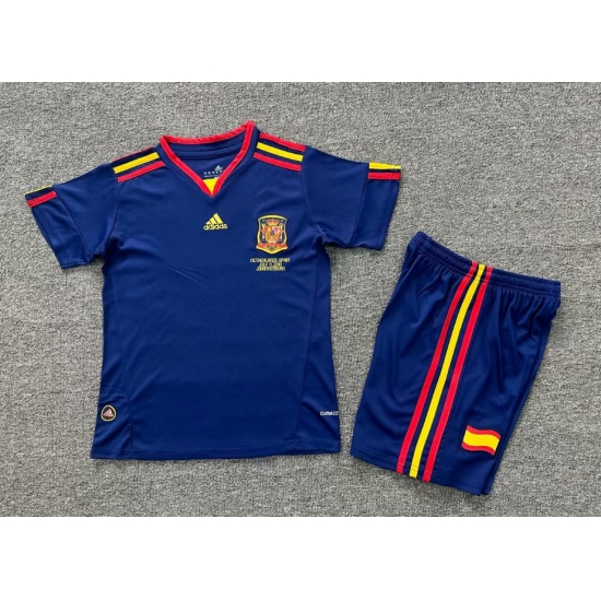 Youth Retro Soccer Jerseys Spain Blue