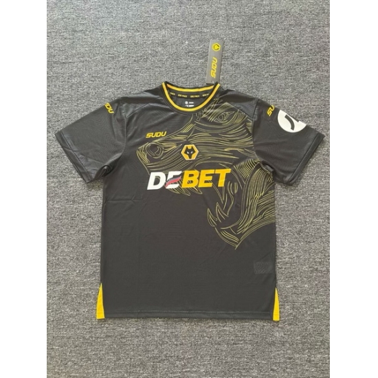 Men 2024 2025 Soccer Jersey Wolves Black Men 2024 2025 Soccer Jersey Wolves Black