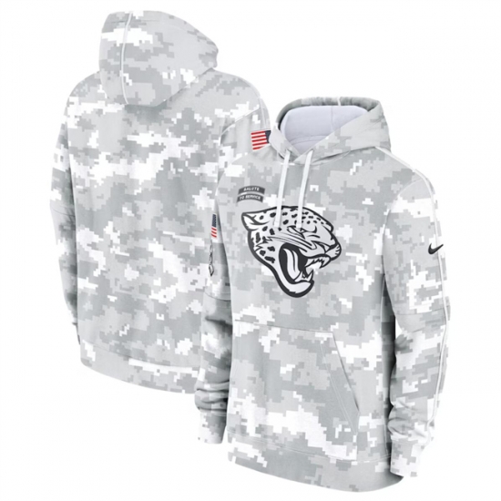 Youth Jacksonville Jaguars 2024 White Gray Salute To Service Pullover Hoodie