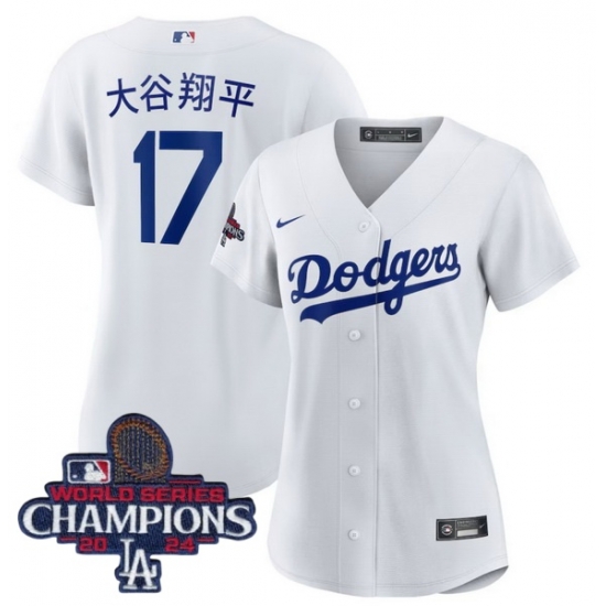 Women Nike Los Angeles Dodgers Shohei Ohtani #17 White Cool Base 2024 World Series Champions Stitched MLB Jersey Women Nike Los Angeles Dodgers Shohei Ohtani #17 White Cool Base 2024 World Series Champions Stitched MLB Jersey