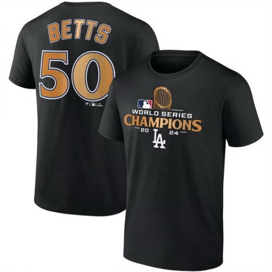 Men Los Angeles Dodgers 50 Mookie Betts Black 2024 World Series Champions Name 26 Number T Shirt Men Los Angeles Dodgers 50 Mookie Betts Black 2024 World Series Champions Name 26 Number T Shirt