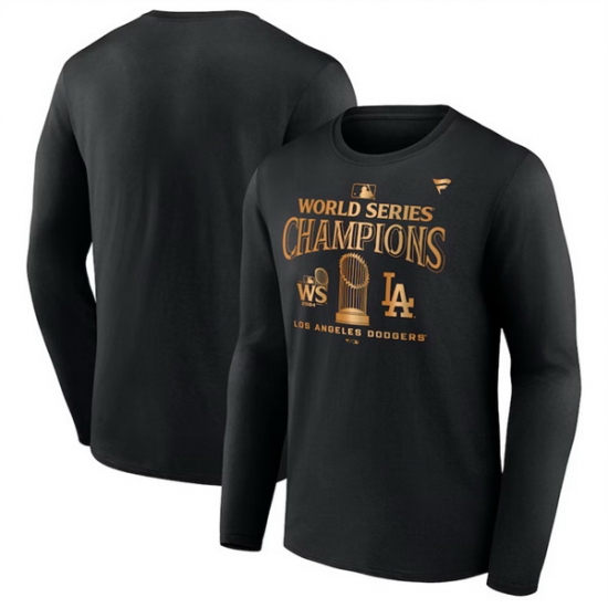 Men Los Angeles Dodgers Black 2024 World Series Champions Locker Room Parade Long Sleeve T Shirt Men Los Angeles Dodgers Black 2024 World Series Champions Locker Room Parade Long Sleeve T Shirt
