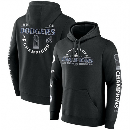 Men Los Angeles Dodgers Black 2024 World Series Champions Logos Pullover Hoodie Men Los Angeles Dodgers Black 2024 World Series Champions Logos Pullover Hoodie