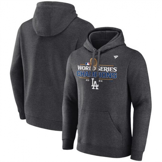 Men Los Angeles Dodgers Heather Charcoal 2024 World Series Champions Locker Room Pullover Hoodie Men Los Angeles Dodgers Heather Charcoal 2024 World Series Champions Locker Room Pullover Hoodie
